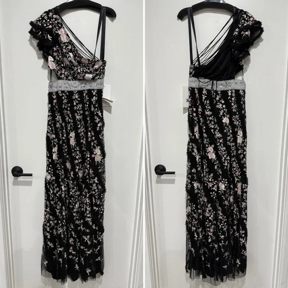 Mac Duggal Floral Embroidered One Shoulder Formal Open Back Gown - 4 - Picture 4 of 4